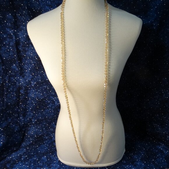 Light Pink Faceted Glass Bead Light Pink Knotted 56" Strand Necklace - Picture 1 of 3